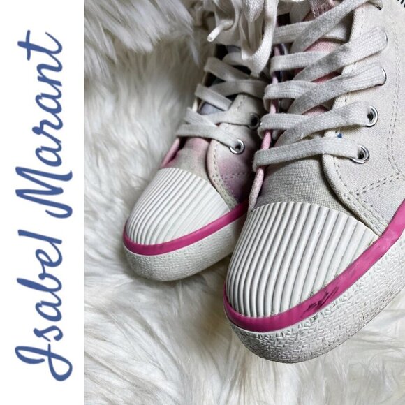 ISABEL MARANT BENKEEN Tie Dye Canvas High Top Sneakers, Size 38 - Picture 13 of 14